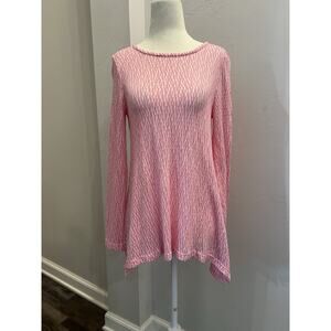 Chelsea Theodore Women Small Pink White Textured Top Sweater Lightweight